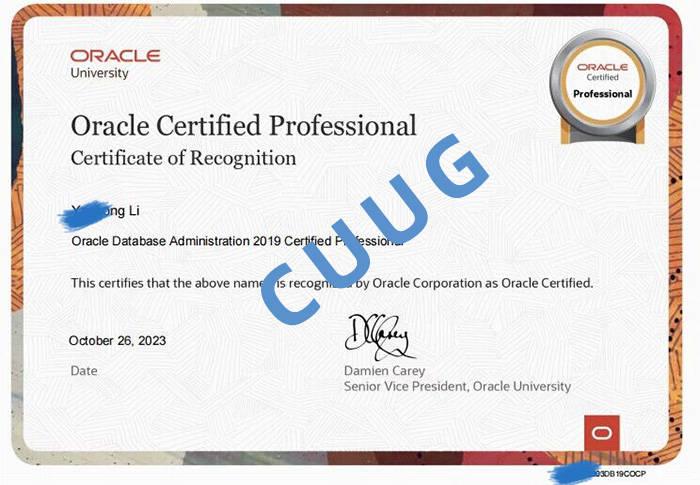 10月26日 CUUG全新發布Oracle DB 19c OCP證書，專業模擬培訓助力認證
